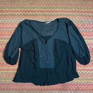 FREE PEOPLE BLACK BOHO PEASANT BLOUSE